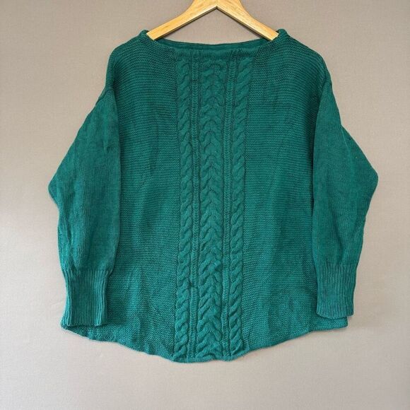 Chaps Ralph Lauren Knit Green Sweater Size 1X Cotton Blend - Picture 1 of 13